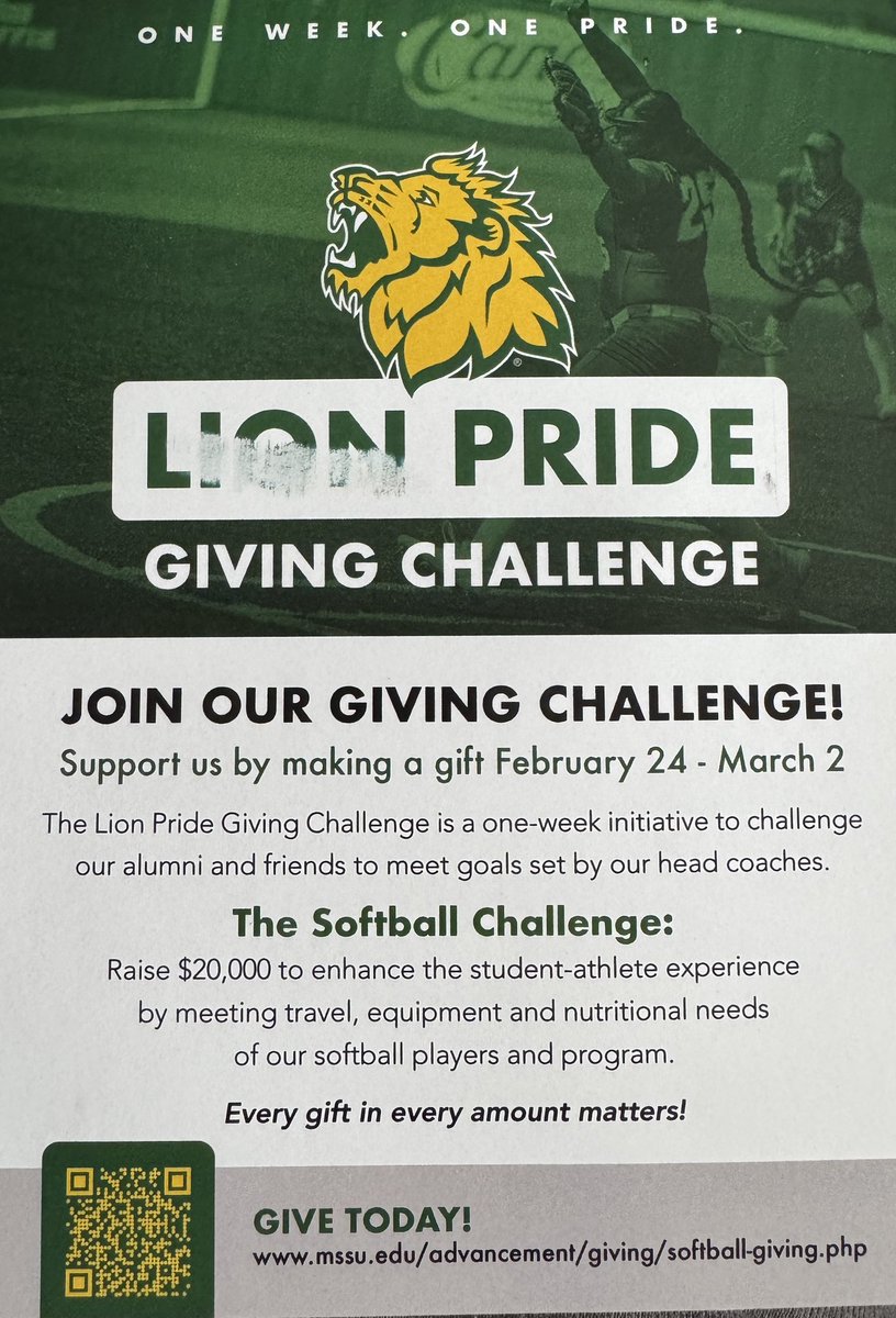 MSSUSoftball's tweet image. We need YOU!! Help us get an early start on Giving Week!! 

mssu.edu/advancement/gi…