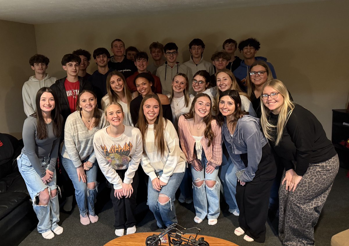 Team meal at Coach P's house, before tournament game tomorrow. Got the whole group together Varsity Cheerleaders and Players.