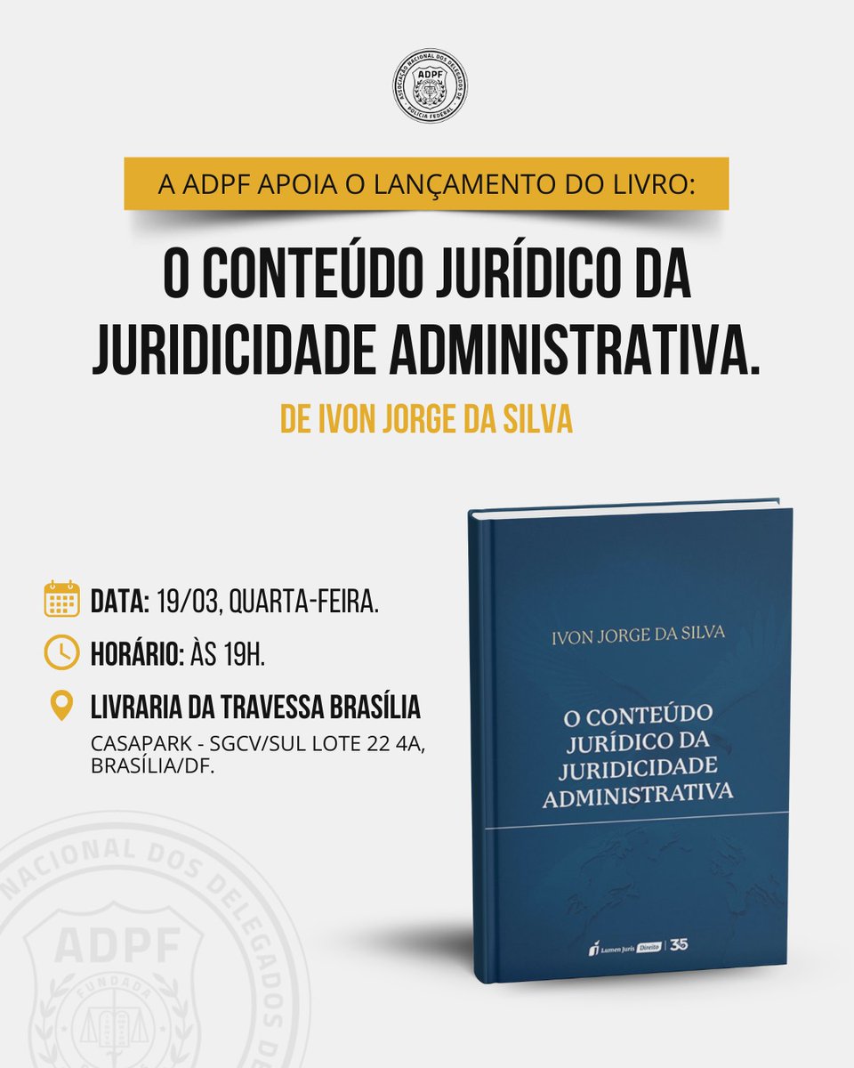 Parabenizamos o autor Ivon Jorge da Silva pelo lançamento da obra O Conteúdo Jurídico da Juricidade Administrativa!

A obra foi lançada através do benefício de associado da ADPF para a publicação de livros, reforçando nosso compromisso com o conhecimento jurídico.