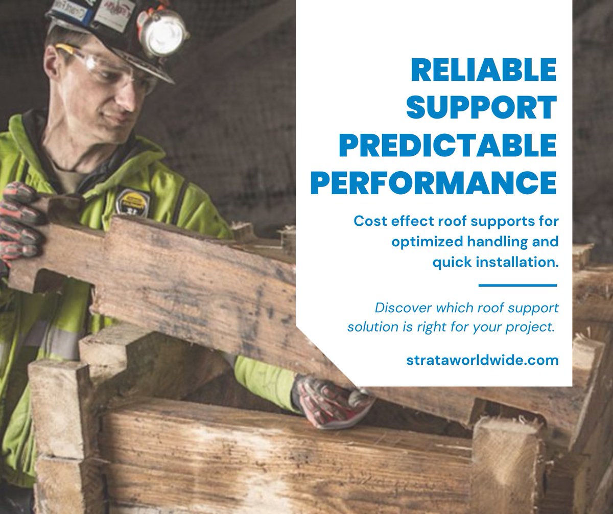 With proven quality, Strata’s roof support systems have been trusted underground for over 30 years. Strata’s collection of timber, steel, and concrete systems guarantee reliable support and predictable performance.  
Learn More: bit.ly/4b6MIuM
#mining #roofsupport