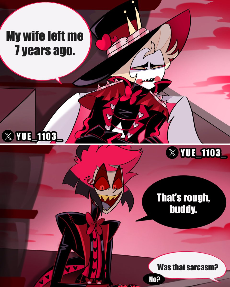 Yue_1103_'s tweet photo. Alastor actually trying to comfort Lucifer 🦌 🐥
It sounds like sarcasm, though 😅

#alastor #lucifer #hazbinhotel #radioapple radioapple hazbin hotel valentine’s merch https://t.co/bPWOY3vNmi