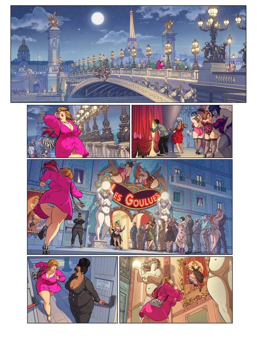 A page of my comicbook " Les Goulues" , Edition Casteleven Is now available  on the Kickstarter platform.
#burlesque #curvywoman #comicbooks #fullfigured #plussize #bodypositive #pinup #bbw #lesgoulues #Englishversion  #Marycryart #casteleven #kickstarter #moulinrouge  #Cabaret