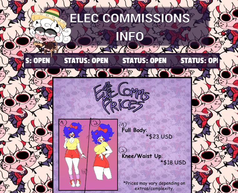 Hola amigoss!! I updated my strawpage and now there's a commission page where you can see when I'm open, do's, TOS.. Go check it out!!!

warn: there's a lot of beel 

electhedemonboi.straw.page/artcommissions
electhedemonboi.straw.page/artcommissions
