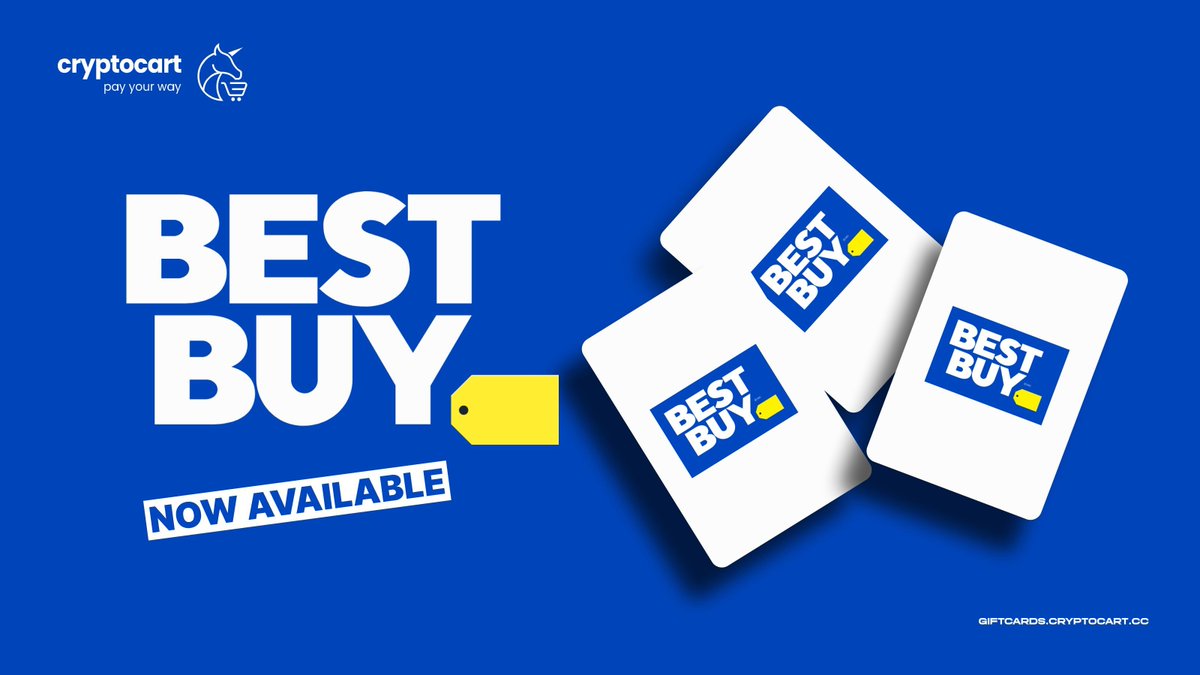 CryptoCartCC's tweet image. 💻 Get the latest tech at @BestBuy!
Use CryptoCart gift cards to shop electronics, pay in crypto, and save up to 10%!
🔗 giftcards.cryptocart.cc
#CryptoCart #BestBuy #TechDeals #CCV2 #PayWithCrypto