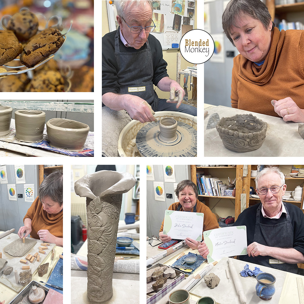 blended_monkey's tweet image. It was a delight having Martin &amp;amp; Julie here in the @blended_monkey pottery studio for their full-day pairs pottery experience😀

Discover more about our 1-2-1, pairs and group guest tutor experiences: l8r.it/fYQO

#learnpottery #learntothrow #potterynearme #crafts