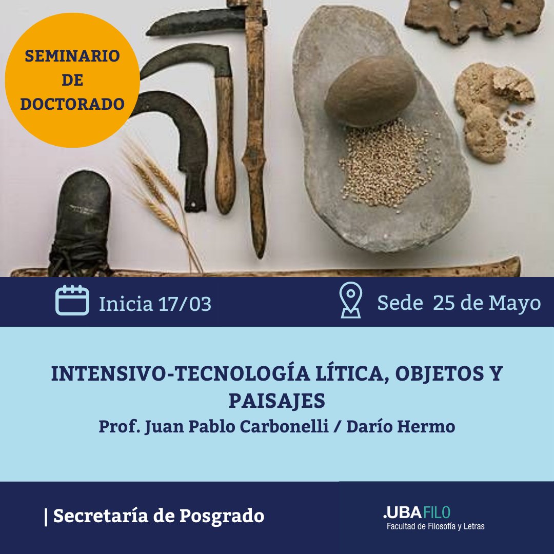 JuanPabloCarbo1's tweet photo. ¡Flyer oficial del seminario  que vamos a dar con @DarioHermo !

Es sobre tecnología lítica, objetos y paisajes. Pero, ¡atención! aquéllxs que trabajen con otras materialidades también están invitados.

@FiloUbaPosgrado 

#ElmejorseminariodelaHistoria https://t.co/r4y7ioQl2d