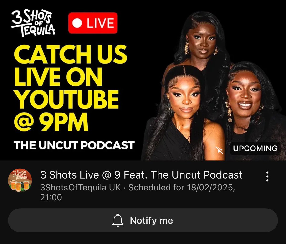 3 Shots Live @ 9 Feat. The Uncut Podcast youtube.com/live/HaUzBZH6f… via <a href="/YouTube/">YouTube</a>