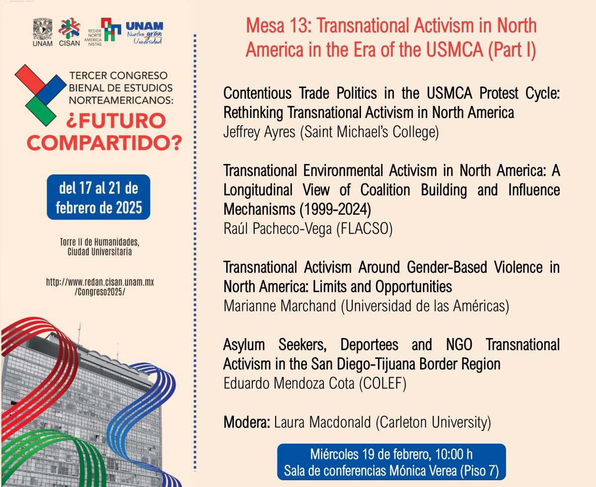 FlacsoMx's tweet image. Raúl Pacheco-Vega (@raulpacheco), profesor-investigador asociado al Laboratorio de Métodos (#LabdeM) de la #FLACSOMéxico, dictará la conferencia “Transnational #EnvironmentalActivism in #NorthAmerica: A Longitudinal View of Coalition Building and Influence Mechanisms…