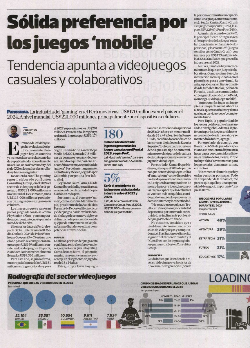 🎮 La industria de los videojuegos en Perú está en auge y el talento local juega un rol clave.
Renzo Guido, coordinador de carreras digitales de Toulouse Lautrec, habló en <a href="/elcomercio_peru/">El Comercio</a> sobre el crecimiento del sector y cómo la creatividad peruana impulsa su evolución. 🚀