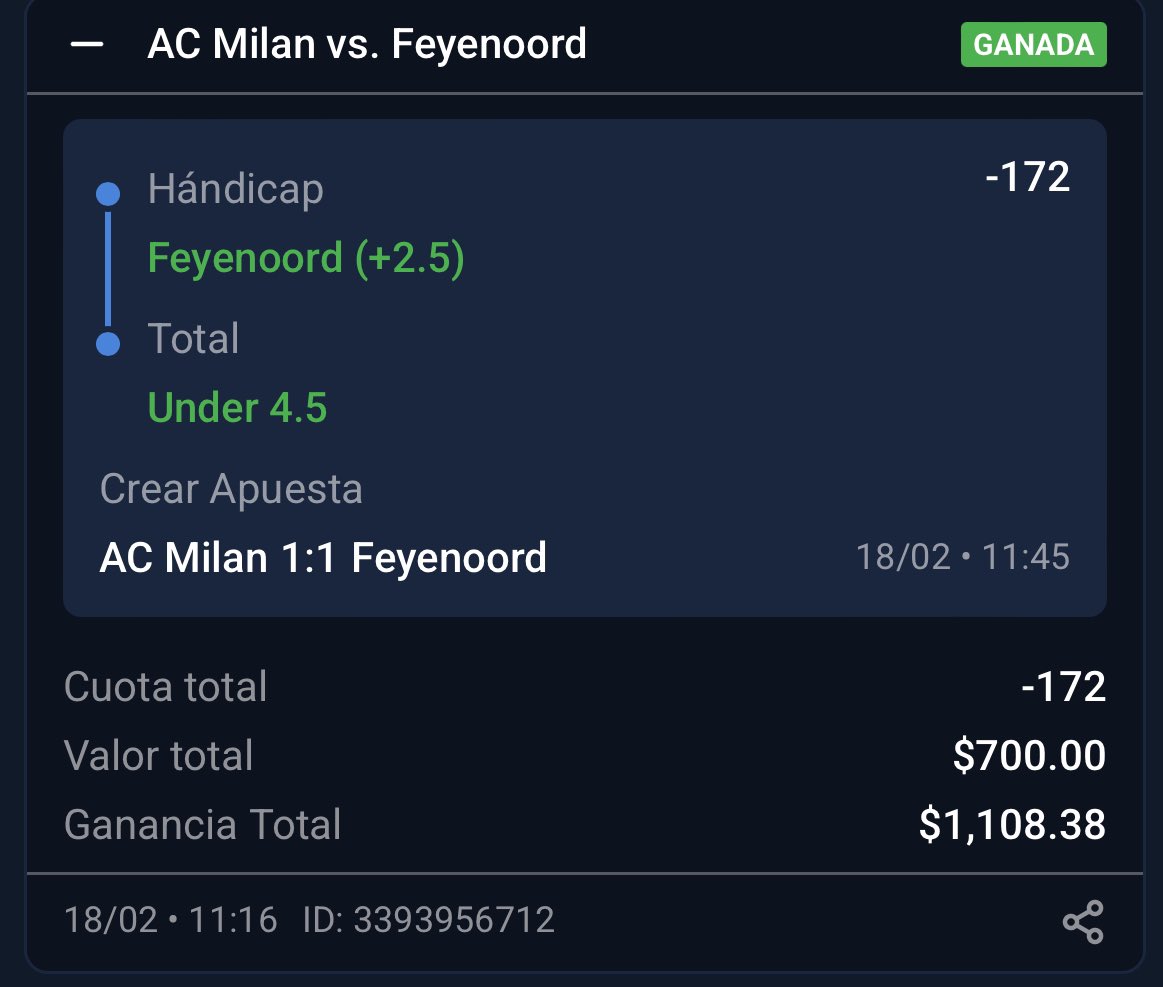 PicksHades's tweet photo. 3. Paso ✅✅✅

Vamos ya tenemos 1,108$ ✌️🔥

Vamos comenzando bien aun queda camino pero lo lograremos 🐉

5 ❤️ PARA EL 4 PASO 

#Milan #Feyenoord #ChampionsLeague #Apuestas https://t.co/xmWZgRhKA3