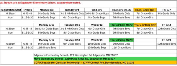 Tryout times and locations for Shooters &amp; Lady Shooters. As always, we wait for the conclusion of high school season including playoffs out of respect to all high school coaches!