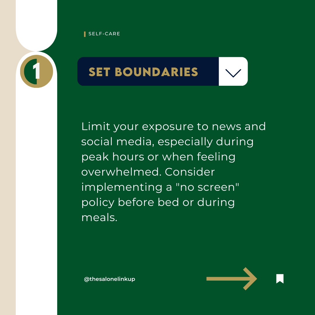 thesalonelinkup's tweet photo. #SLTipTuesday: Feeling drained by the news cycle? You're not alone!
Check out 6 self-care tips to stay centered during uncertain times.
1/2
#SelfCare #MentalHealthAwareness #ProtectYourPeace #StayGrounded https://t.co/cXtsmVZt4s