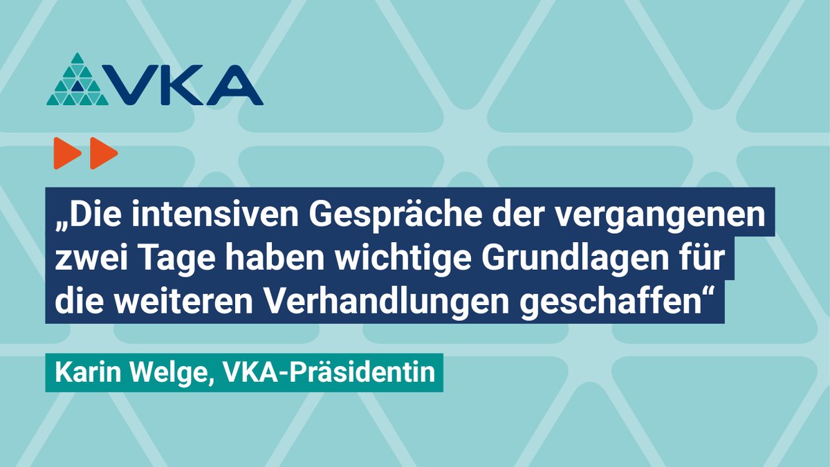 Die zweite Verhandlungsrunde im öffentlichen Dienst ist beendet. VKA-Präsidentin Karin Welge: "Die intensiven Gespräche haben wichtige Grundlagen für die weiteren Verhandlungen geschaffen." Die dritte Runde findet vom 14.-16. März statt. #Tarifrunde2025 #ÖffentlicherDienst