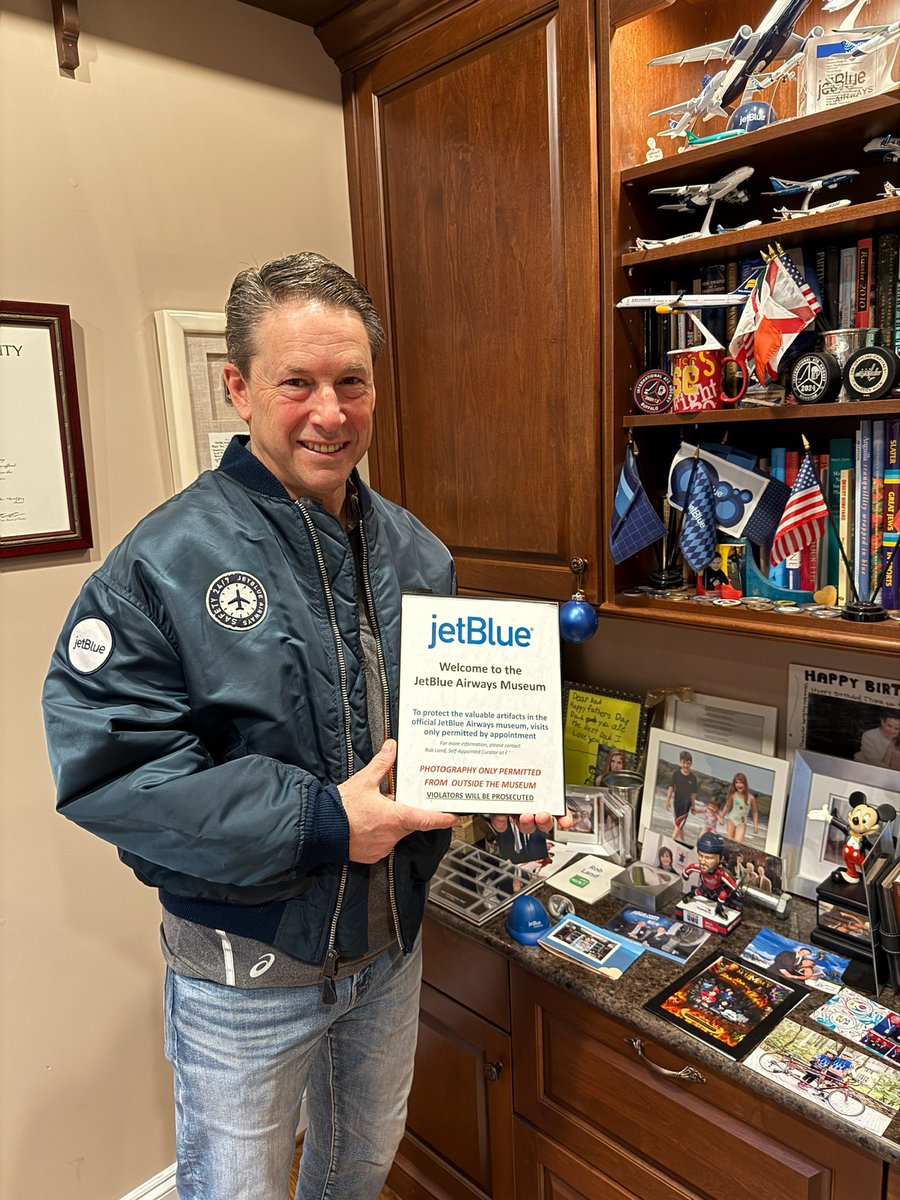 As you might know, I have a lot of artifacts from <a href="/JetBlue/">JetBlue</a>’s 25 year history. Well, back in our old DC offices, <a href="/jeff_goodell/">Jeffrey Goodell</a> made this sign to go on my office door to welcome people to my museum of history.