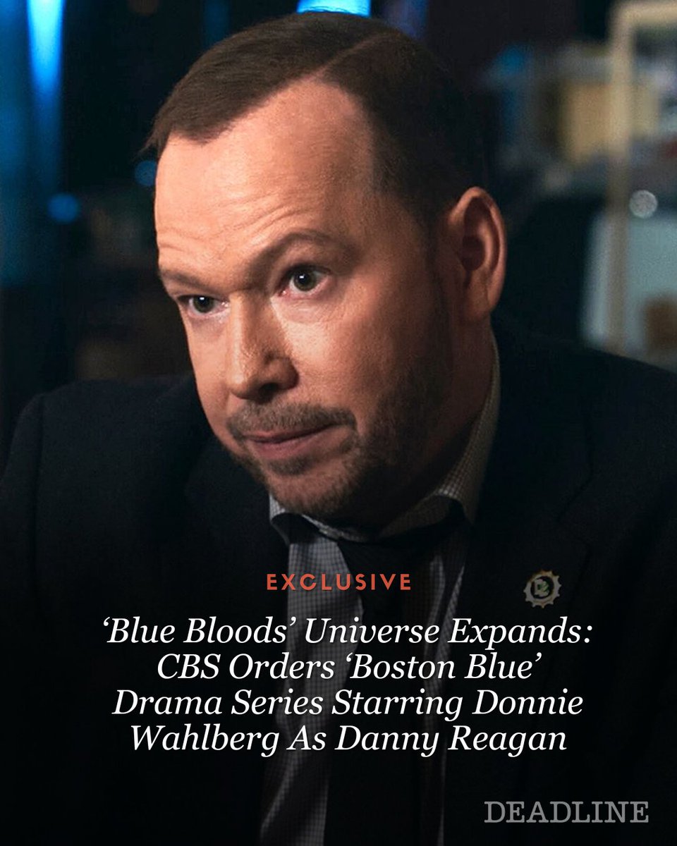 DEADLINE's tweet photo. EXCLUSIVE: Great news for ‘Blue Bloods’ fans — one of the beloved police drama’s signature characters, Donnie Wahlberg’s Danny Reagan, will be back on CBS with a new cop show in a new city that may still have Blue in the title.
CBS has given a straight-to-series order to ‘Boston Blue’ (working title), a universe expansion of the long-running ‘Blue Bloods,’ for the 2025-2026 broadcast season.
Full details here: https://t.co/cKoe8NHbwu