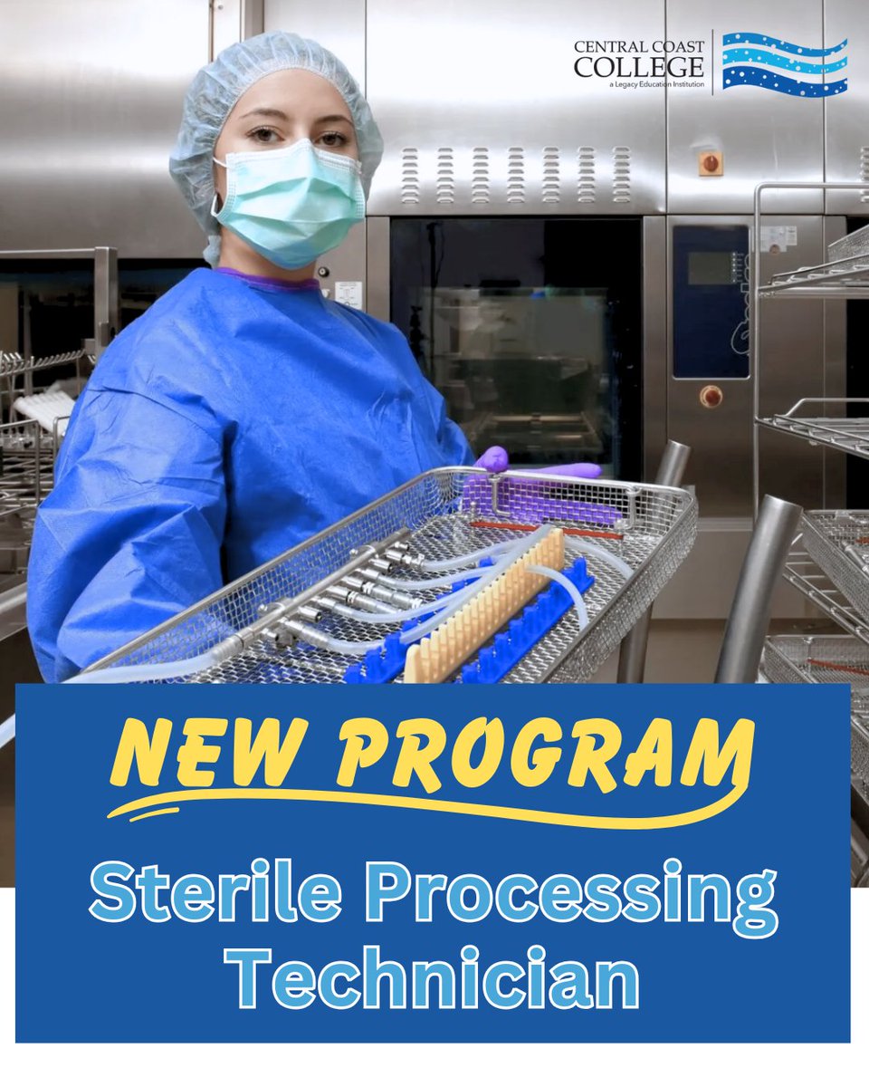 CCoastCollege's tweet image. 🎉 We are excited to announce our brand new program, #SterileProcessingTechnician, is now enrolling at #CentralCoastCollege 🎉 Class starts March 3 ✨

Call us to enroll 📲 831-424-6767 or stop by this week #WeAreCCC 

centralcoastcollege.edu/admissions/get…