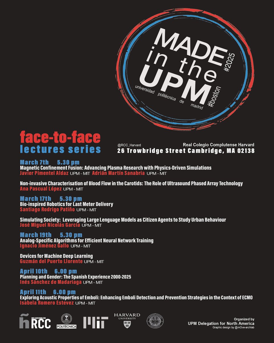The Third Edition of Made in the UPM: Face-to-Face Series is back at RCC Boston! 🎤✨

Join us to explore cutting-edge research in fusion energy, robotics, AI &amp; more, with UPM students, PhDs &amp; professors collaborating with MIT &amp; Harvard.

#MadeInTheUPM #Research #Innovation