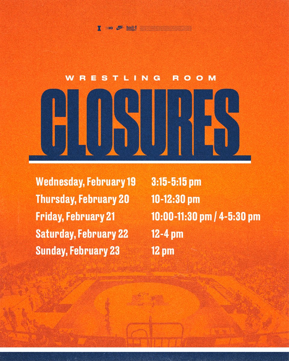 FYI about Huff Hall wrestling room closures.

Release: ow.ly/ohjg50V2hcs