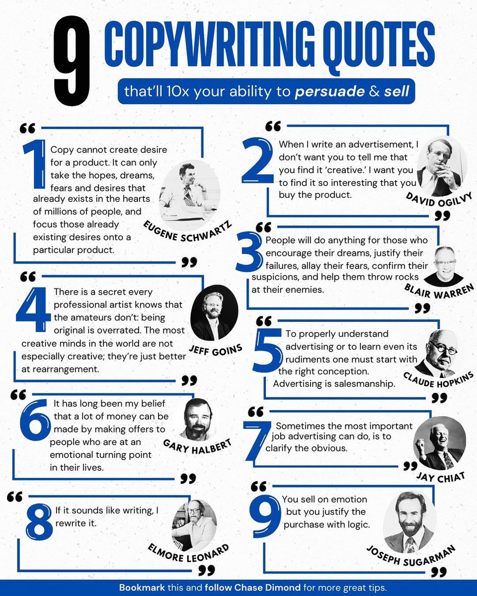 9 copywriting quotes that’ll 10x your ability to persuade &amp; sell: