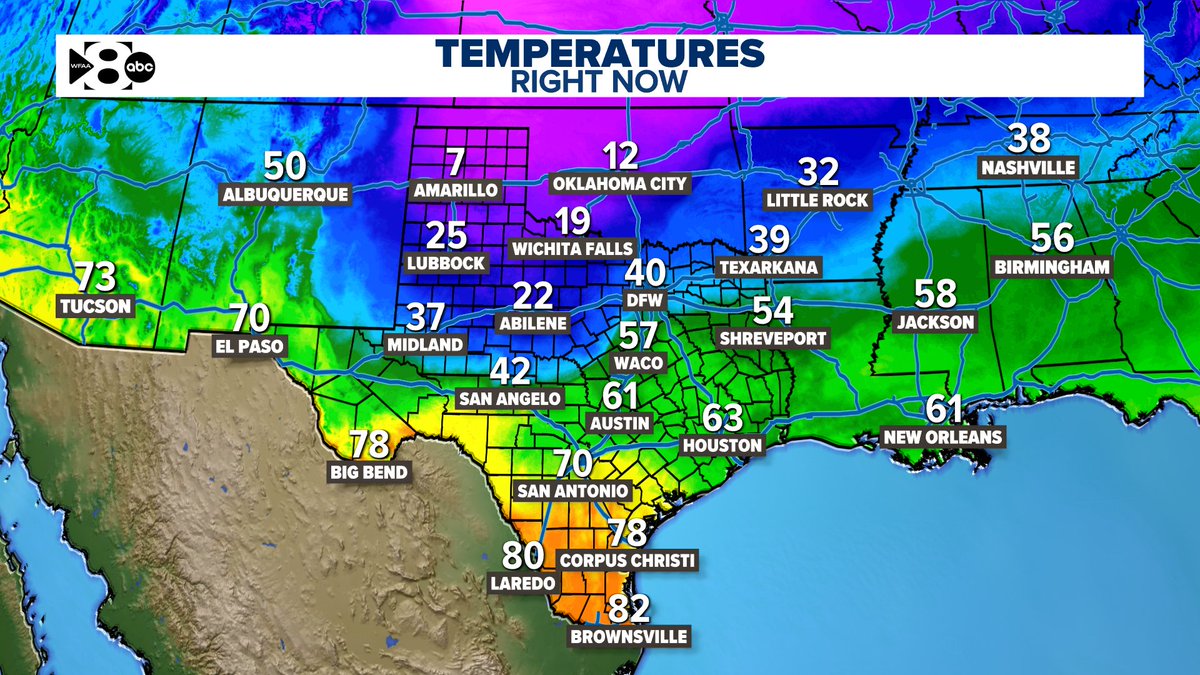 wfaaweather's tweet image. Amarillo and Brownsville are feeling just a little different right now.
