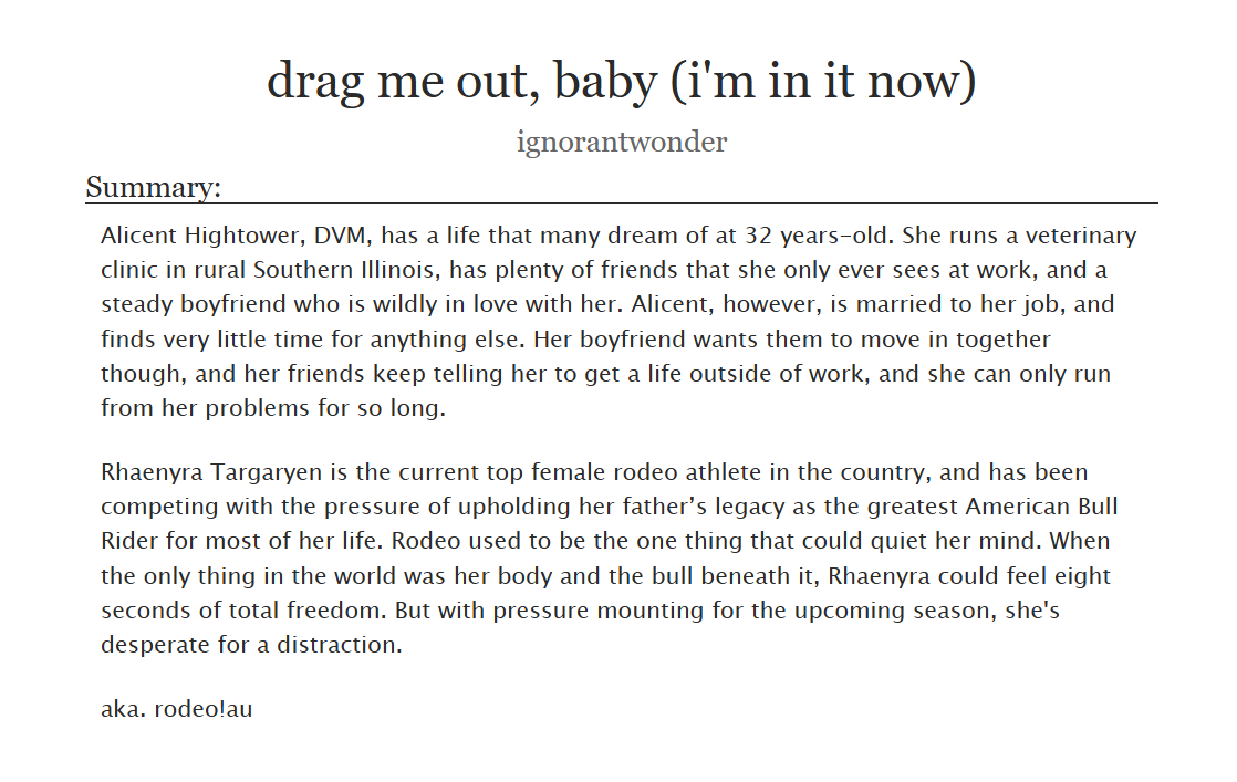 minutemae's tweet image. Rodeo!AU Chapter 1 is LIVE! 🤠
Just your average anxious, workaholic veterinarian meets lesbian cowboy and eventually-falls-in-love story.
My first fanfic I&apos;ve written in nearly 14 years so big thanks to Rhaenicent for pulling me back into the trenches.
archiveofourown.org/works/63201913…
