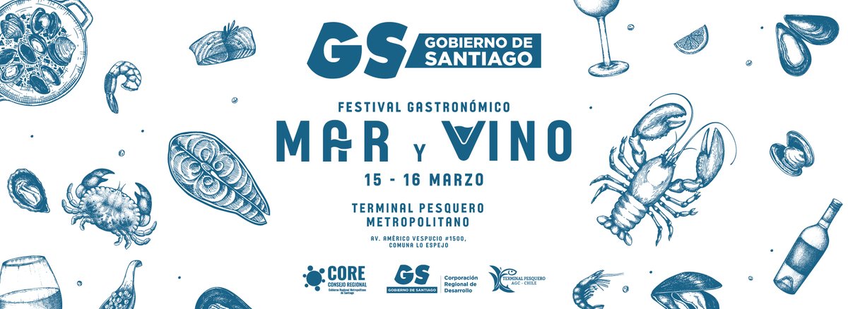 El 15 y 16 de marzo, llega el festival gastronómico Mar y Vino al Terminal Pesquero Metropolitano. 
La entrada es gratuita previa inscripción.
Reserva tu entrada o compra tu copa en preventa aquí home.enoticket.cl/es/eventos/fes…