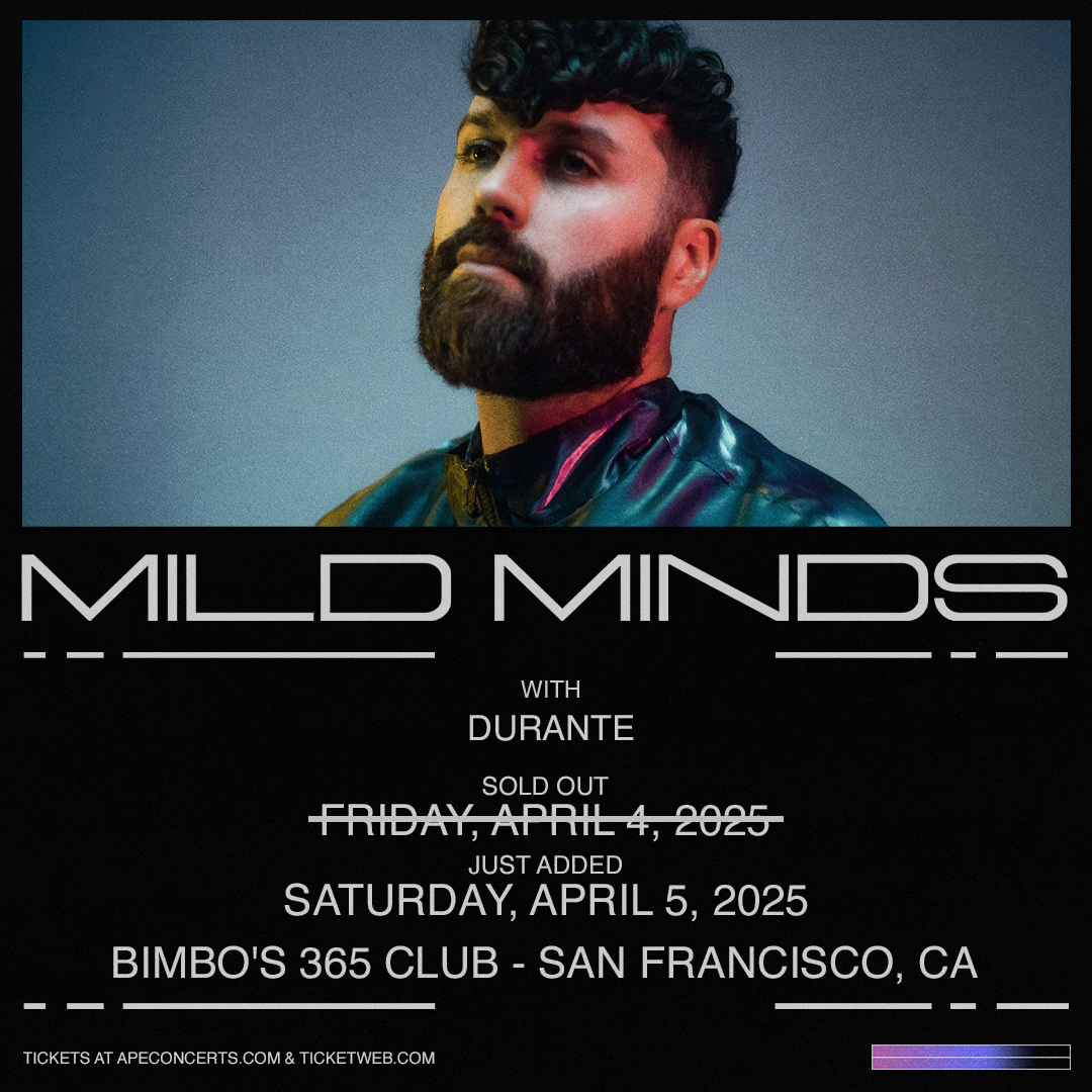 Another Planet Entertainment (@apeconcerts) on Twitter photo Just Announced β <a href="/mild_minds/">Mild Minds</a> is bringing a 2nd night of his 2025 Tour to <a href="/Bimbos365Club/">Bimbo's 365 Club</a> on Saturday, 4/5 with special guest <a href="/imdurante/">durante</a> π£οΈ Tickets for 4/4 are sold out, so grab your tickets for the second show while they're still available π
ποΈ: bit.ly/4kiUPZB Just Announced β <a href="/mild_minds/">Mild Minds</a> is bringing a 2nd night of his 2025 Tour to <a href="/Bimbos365Club/">Bimbo's 365 Club</a> on Saturday, 4/5 with special guest <a href="/imdurante/">durante</a> π£οΈ Tickets for 4/4 are sold out, so grab your tickets for the second show while they're still available π
ποΈ: bit.ly/4kiUPZB