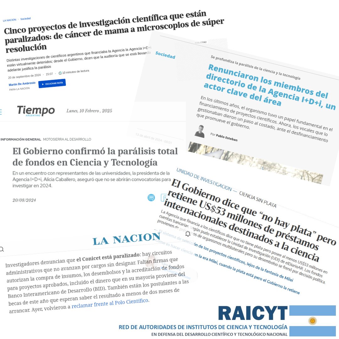 RAICYT (@raicyt_ar) on Twitter photo La ciencia libra una batalla más
Junto a 2000 científicos/as, denunciamos ante el BID el uso irregular del préstamo a la Agencia, <a href="/agenciaidiar/">Agencia I+D+i</a>. Su parálisis pone en riesgo todo el sistema científico y nos deja sin futuro.
La salida es con Ciencia, y la defenderemos siempre. La ciencia libra una batalla más
Junto a 2000 científicos/as, denunciamos ante el BID el uso irregular del préstamo a la Agencia, <a href="/agenciaidiar/">Agencia I+D+i</a>. Su parálisis pone en riesgo todo el sistema científico y nos deja sin futuro.
La salida es con Ciencia, y la defenderemos siempre.