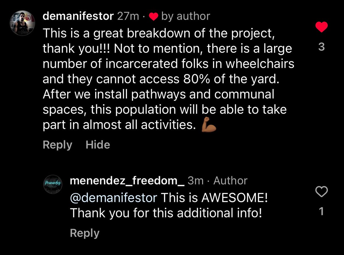 MenendezLegacy's tweet photo. An update from Gabe Rosales who works hand-in-hand with Erik and Lyle on Green Space via IG! If you don’t already follow him, please give him a follow. His IG handle is @/demanifestor 
#JusticeForErikAndLyle #FreeTheMenendezBrothers #GreenSpaceProject #RJD https://t.co/vxUmm0bzOq