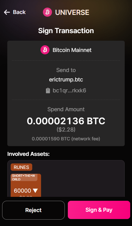 🚀 Major Upgrade for Domain Name Holders! 🌟

Say goodbye to complex wallet addresses! Now send $BTC, tokens like $STAMP, $KEVIN or $LUFFY, NFTs, or UNATs to a simple domain name, directly from your wallet.

🔑 No Unisat’s Ordinals here—partnering with <a href="/BitnameService/">Bitname</a> &amp;