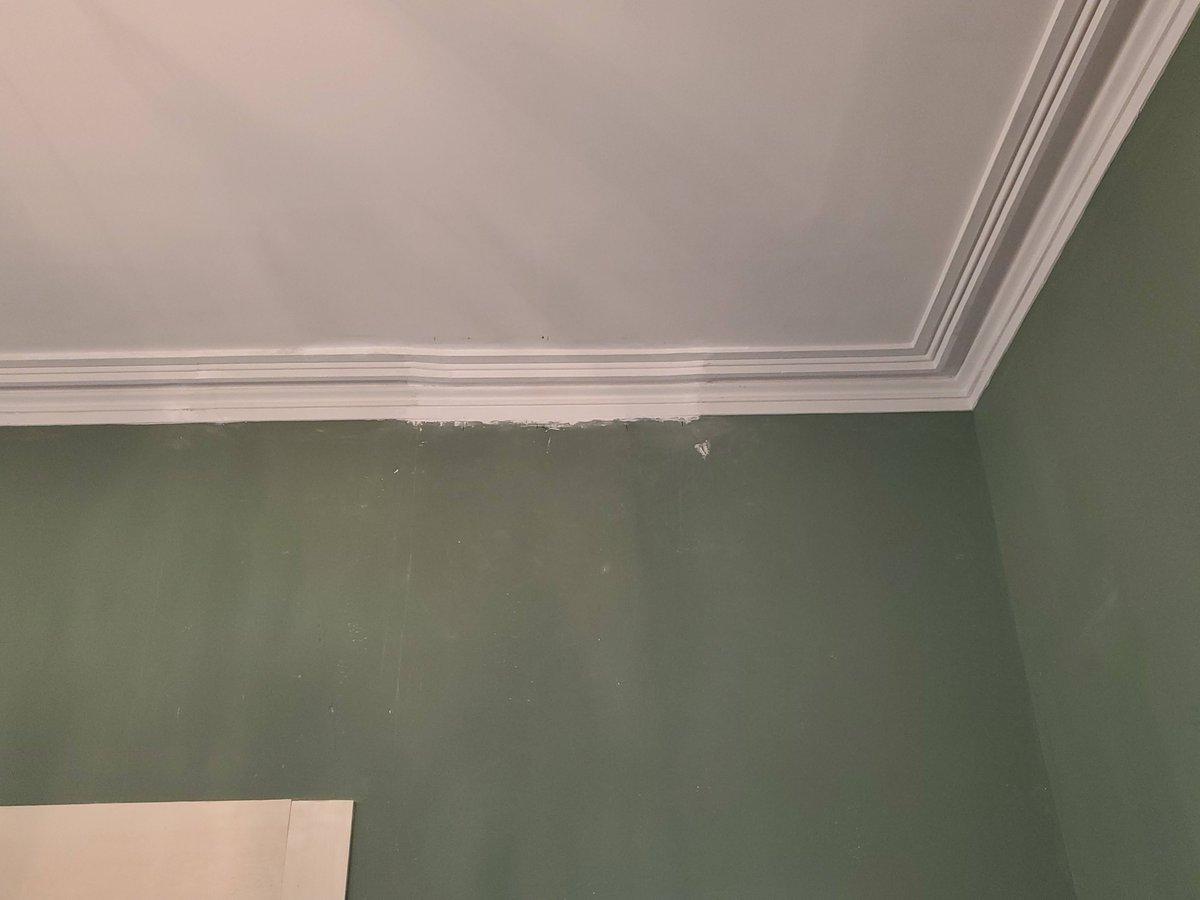 JSADLLC's tweet image. stabilization and repair of the crown molding in the dining room at the Rockwell house.
