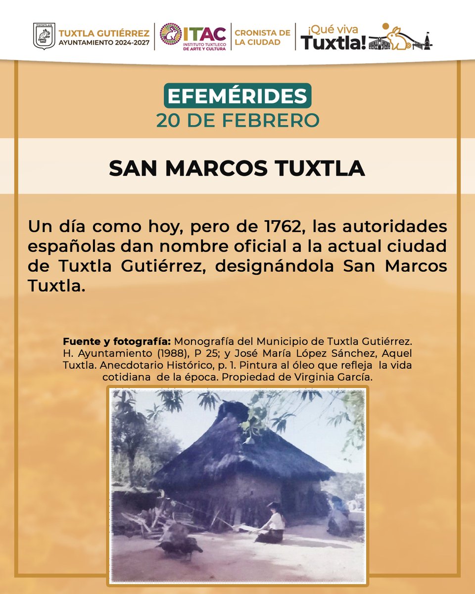 ITACTuxtlaGtz's tweet image. #Efeméride 20 de febrero: San Marcos Tuxtla.

#ITAC #ViveTuCultura #SomosITAC