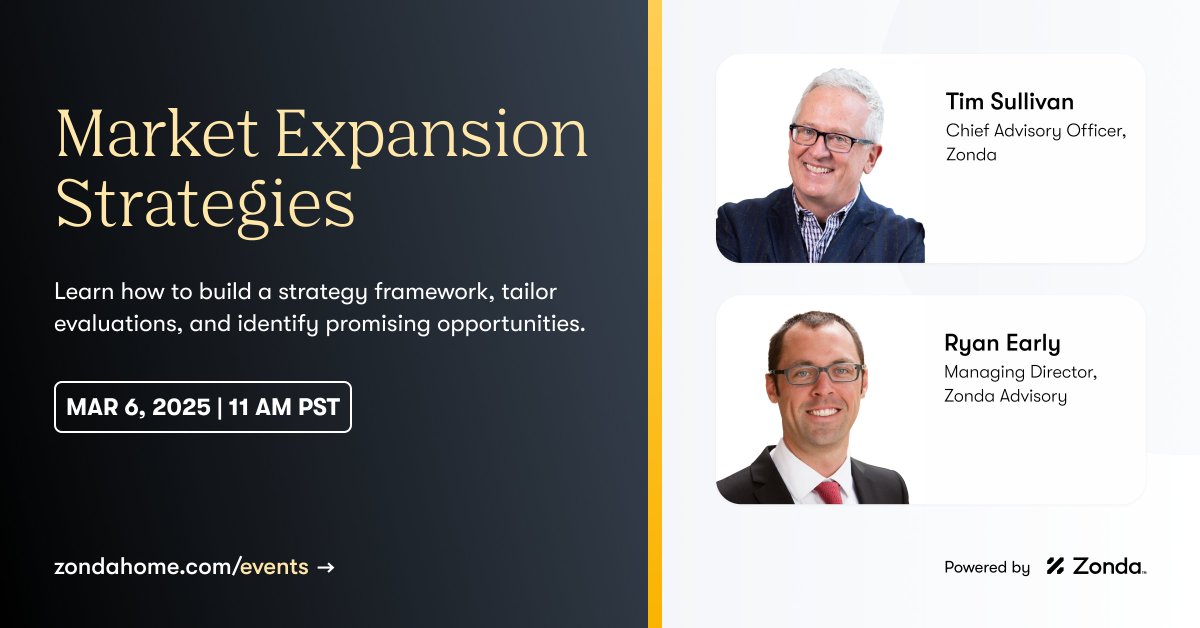 Join Zonda's Tim Sullivan and Ryan Early for an exclusive webinar on building a data-driven strategy for success in today's dynamic housing market.

➡️Register now: tinyurl.com/yfcj4xm3