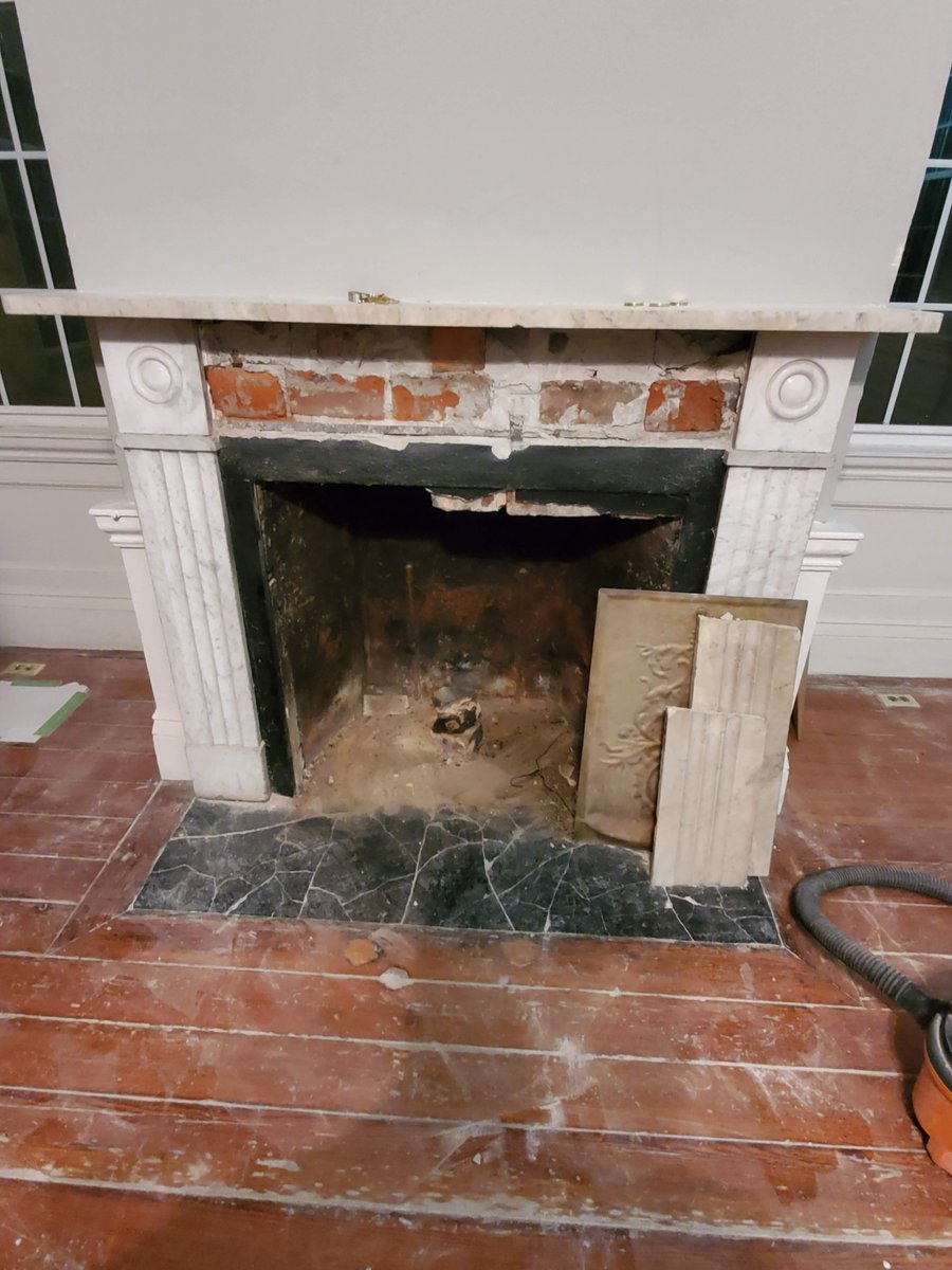 JSADLLC's tweet image. resetting part of the marble fireplace mantel at request of the current owner and samples taken to recreate running knifes for crown molding repairs. Rockwell house.