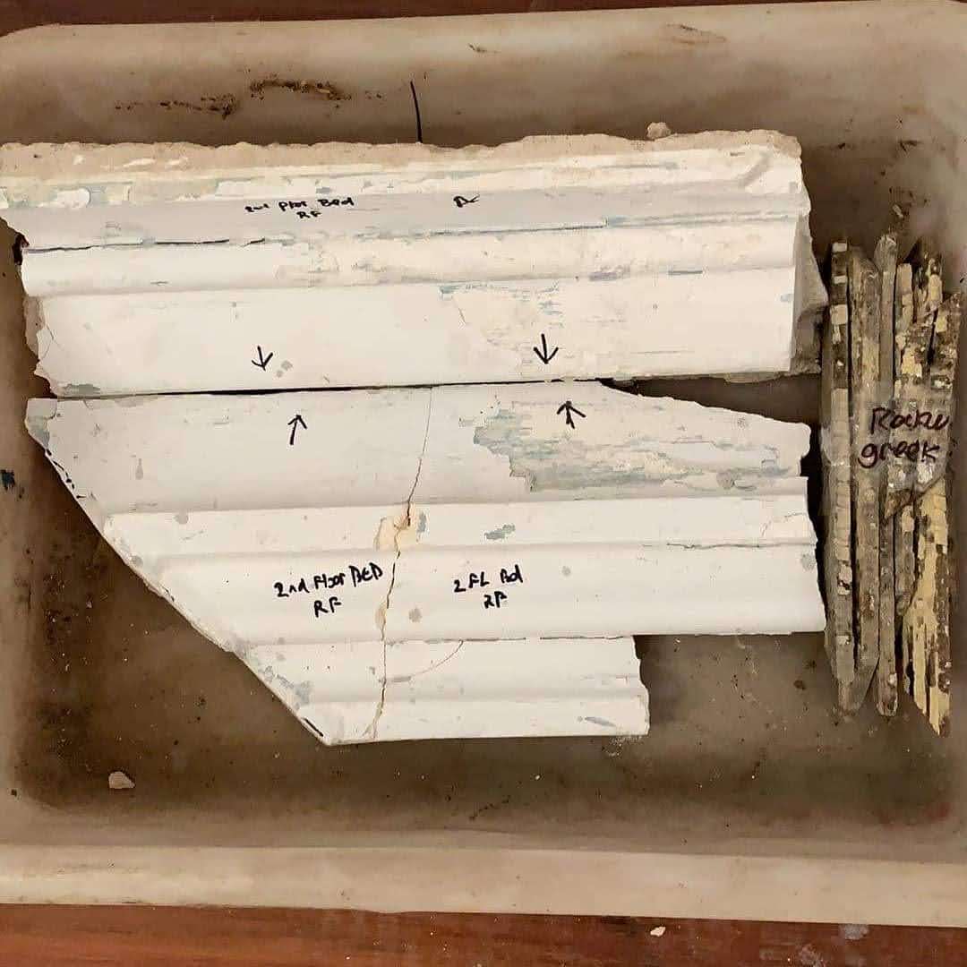 JSADLLC's tweet image. resetting part of the marble fireplace mantel at request of the current owner and samples taken to recreate running knifes for crown molding repairs. Rockwell house.