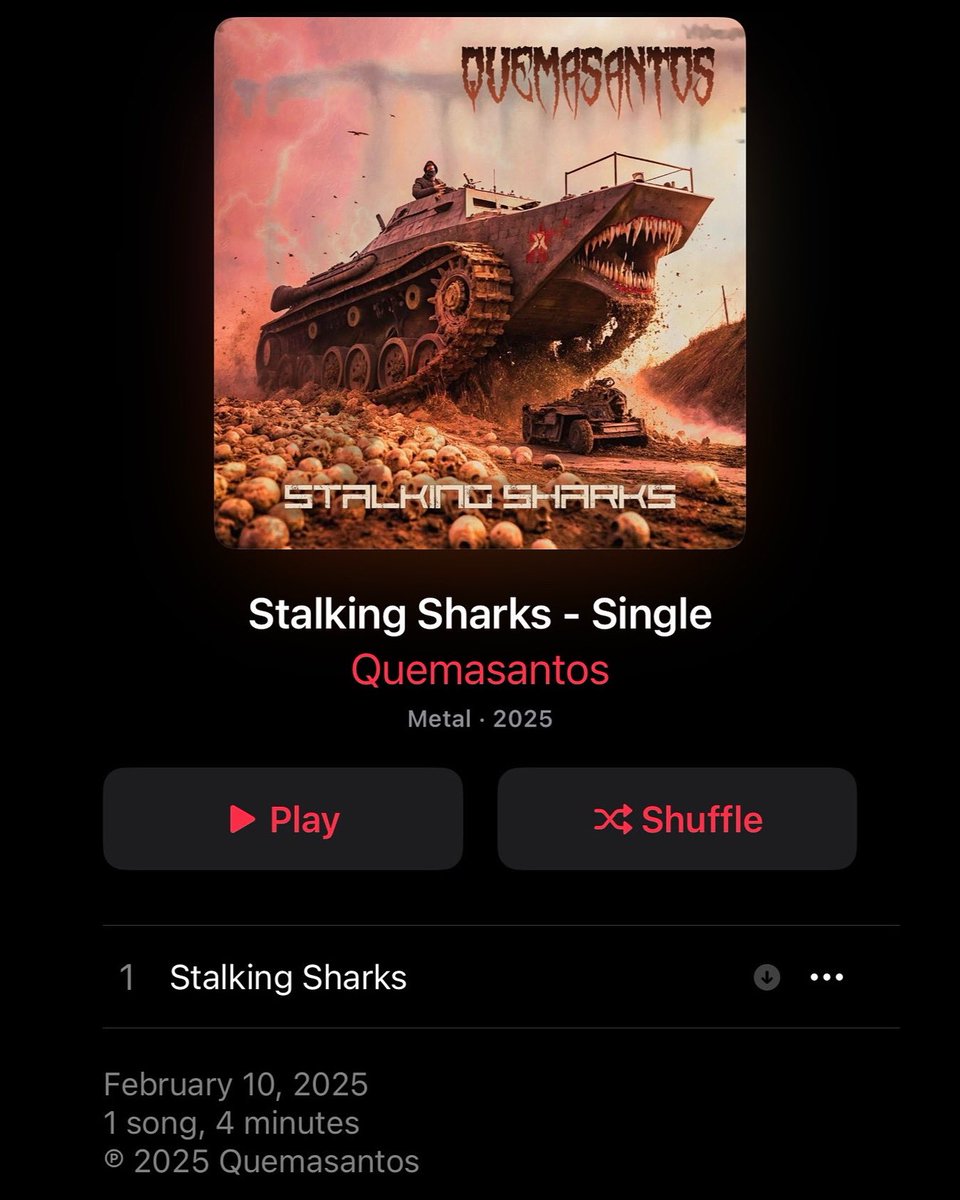 ‘Stalking Sharks‘ (single) by Quemasantos

music.apple.com/us/album/stalk…

<a href="/quemasantos1/">Quemasantos</a> 
<a href="/digmetalworld/">Digmetalworld</a>