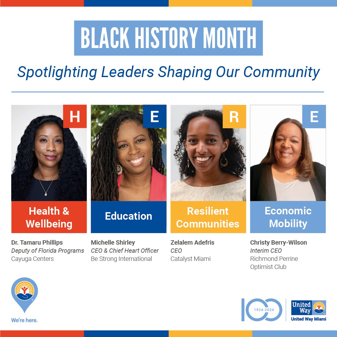 This #BlackHistoryMonth, we celebrate Black leaders from our partner agencies who drive change in Miami-Dade! 💙 With 61% of Black households facing poverty, we stand with them and 60+ partners to build a #StrongerMiami. #WereHereMiami Learn more: bit.ly/4b3QAfU