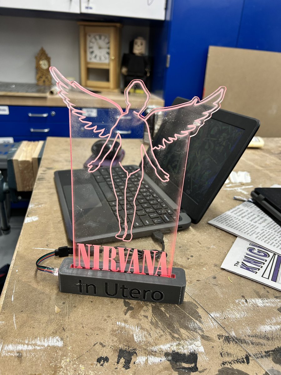 Laser engraved edge lit signs with 3d printed bases
#teched