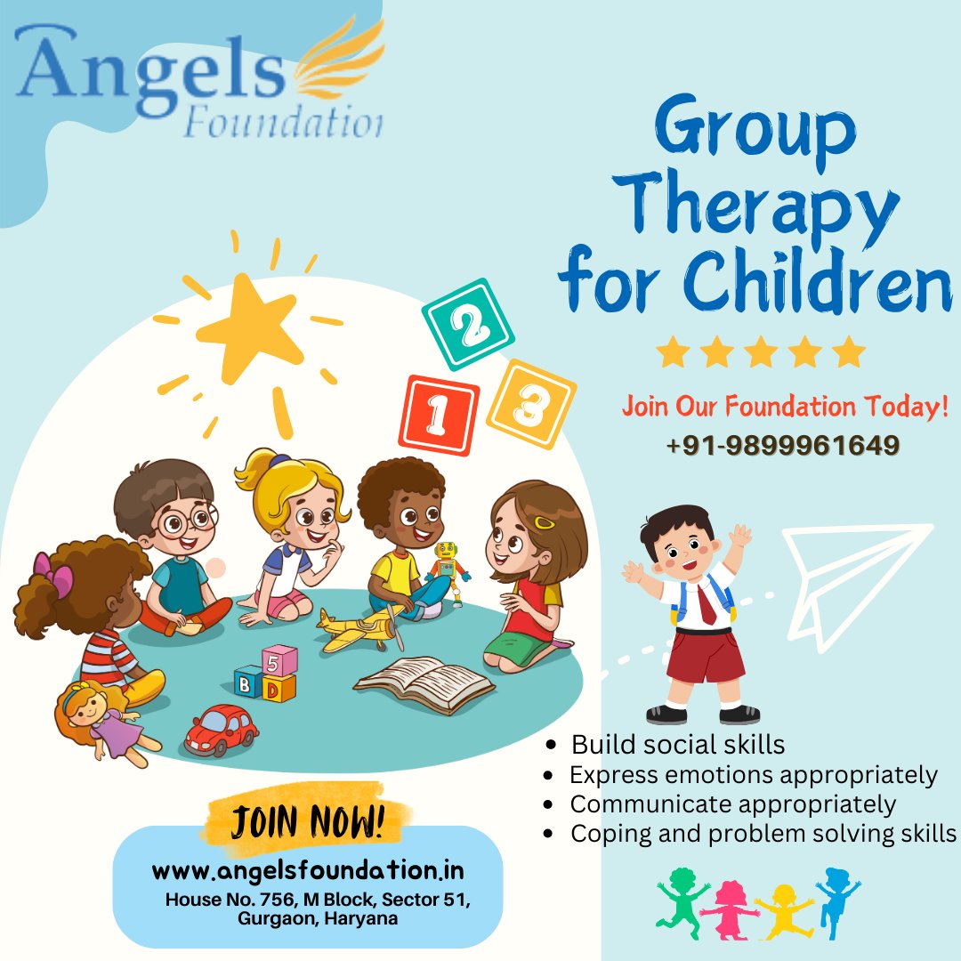 RThakurGgn's tweet photo. #AngelsFoundation Presents: #GroupTherapy for Children in #Gurugram ! 🌟Empower your child with the transformative power of Group Therapy! In our Group Therapy sessions, children learn from each other, encourage and support one another.📲 +91-9899961649 https://t.co/0epSYr9hIo https://t.co/xTf3BTKMGC