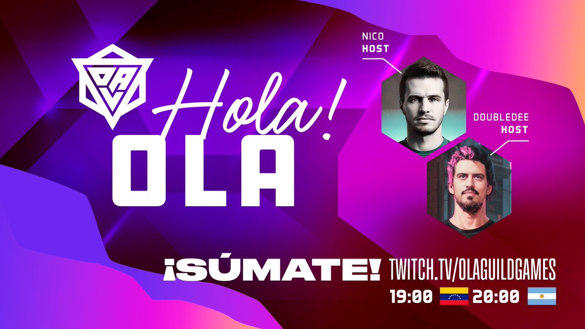 OLAGuildGames's tweet photo. Mañana tenemos HolaOLA! El espacio más 🔥 de la comunidad donde hablamos de todo:

-Hablamos sobre el Anuncio 👀
-Actualizaciones de producto 🤓
-Sorteo en vivo del Cofre (300 USDC) 🤑
+ Todas las preguntas que tengan 🤯

Estaremos en vivo en Twitch y en X!
Host @nicolapepino y @juanallen 🗣️