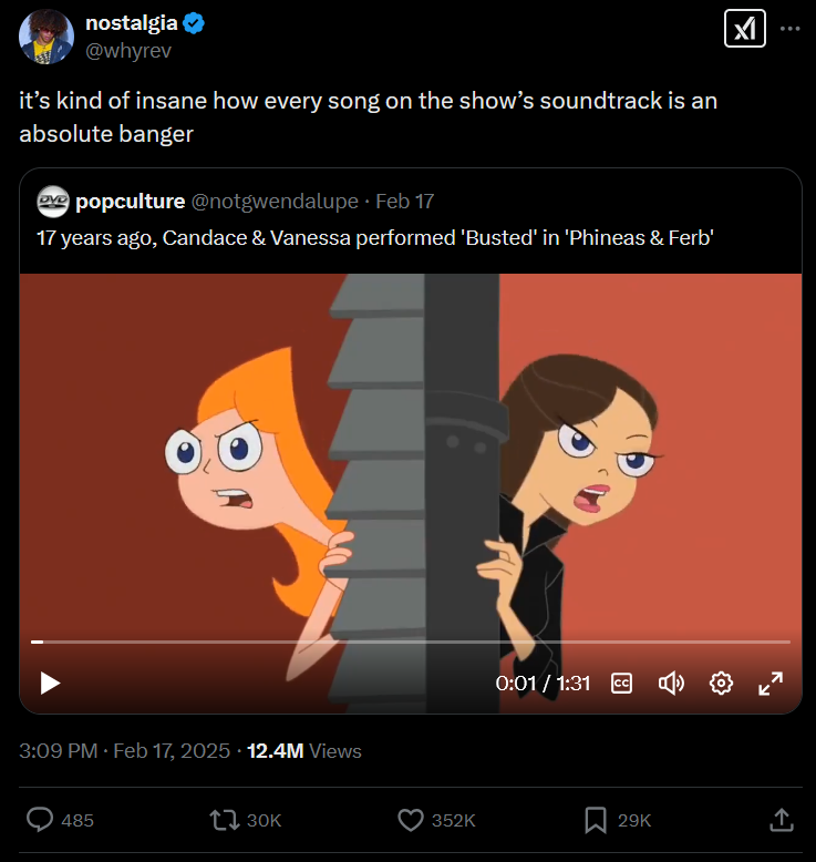 funkykongfac's tweet photo. this tweet pisses me off bc real phineas and ferb heads know that like 60% of the songs across the series are nice-but-unmemorable montage background fluff https://t.co/BNtgTupBnB