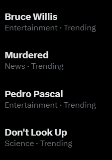 Pantallideth1's tweet photo. Bruce Willis Murdered Pedro Pascal??? Dont look it up??? https://t.co/oIjscCAzJG