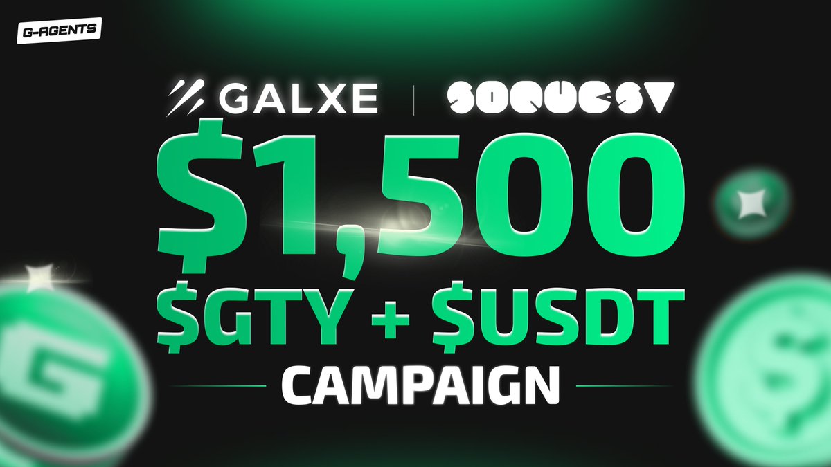 🚀 Earn Rewards with G-Agents AI on Galxe &amp; SoQuest! 

🔥 $1,500 in $GTY &amp; $USDT Up for Grabs! 🔥

Join our latest campaigns on <a href="/Galxe/">Galxe</a> &amp; <a href="/soquest_xyz/">SoQuest</a> &amp; secure your share of the prize pool! Complete simple tasks, boost engagement, and earn $GTY &amp; $USDT rewards.

🎯 SoQuest