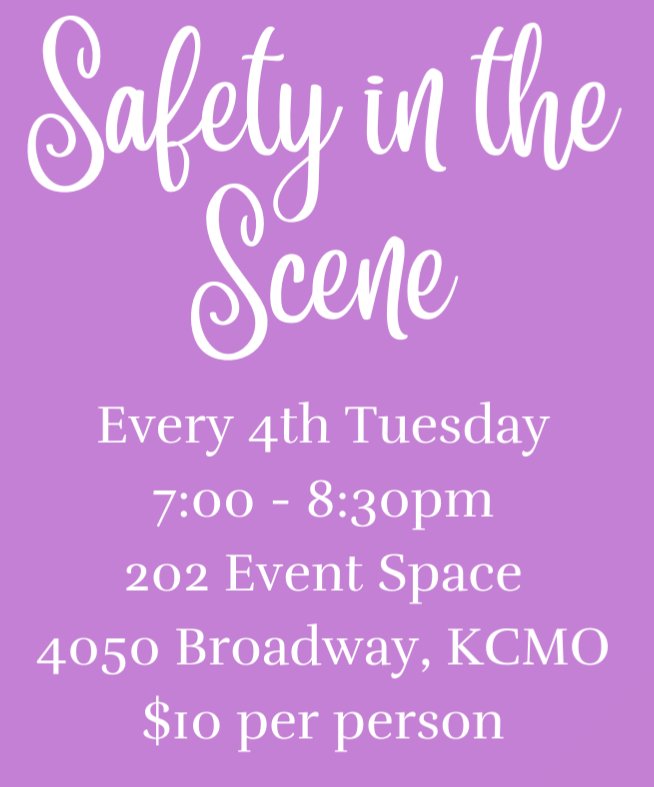 The next Safety in the Scene class in one week. This month is all about debunking myths of Power Exchange to reveal, respect and growth inside those dynamics. Save your spot by enrolling online at kckinkcoach.com.
