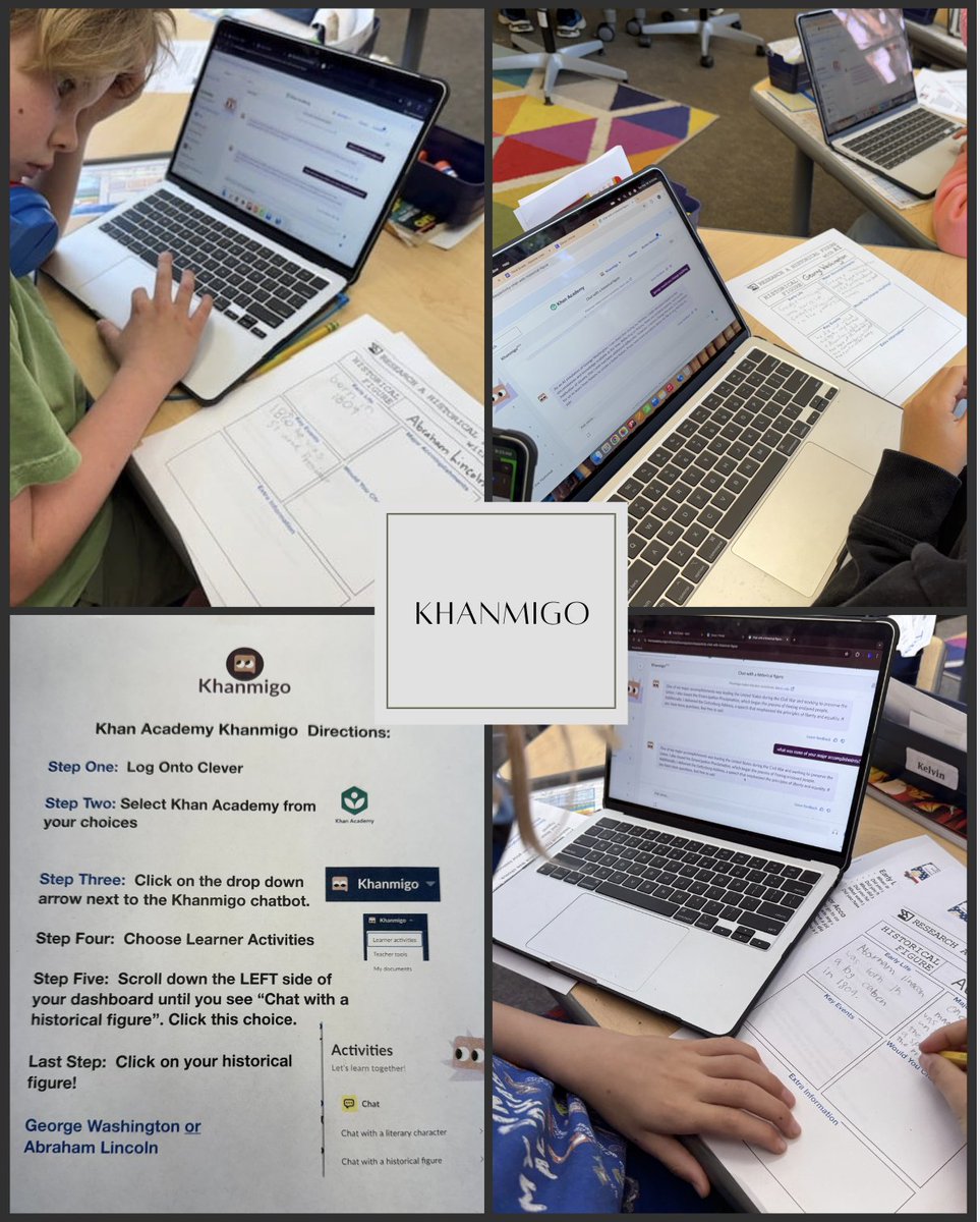alzina_amy's tweet image. Thrilled to highlight an exceptional third grade lesson that used AI to make history engaging, interactive, and meaningful! 
🔹 Real-time AI interviews with historical presidents brought history to life
🔹 Personalized instruction with Khanmingo
#InnovativeLearning #FutureReady