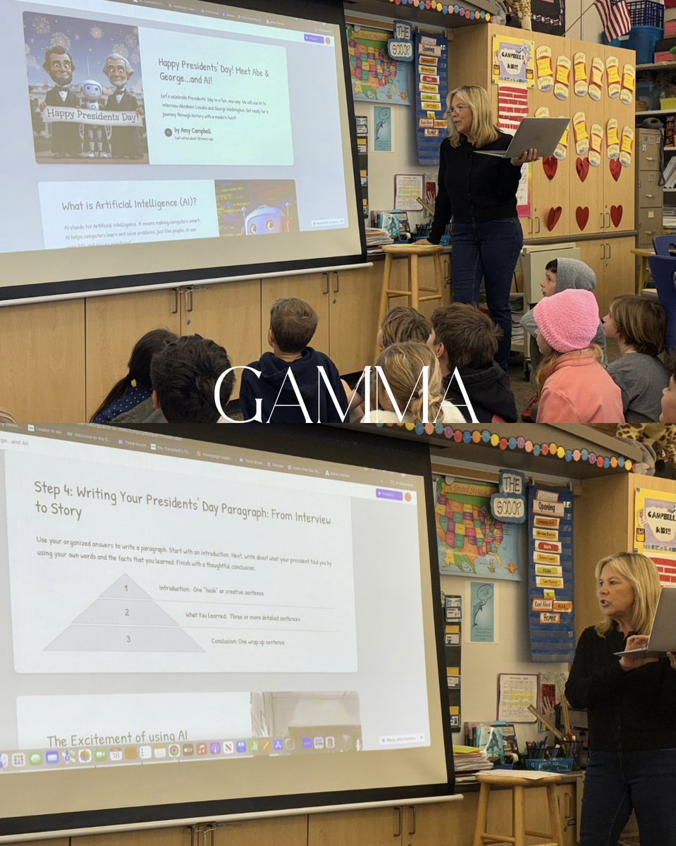 alzina_amy's tweet image. Thrilled to highlight an exceptional third grade lesson that used AI to make history engaging, interactive, and meaningful! 
🔹 Real-time AI interviews with historical presidents brought history to life
🔹 Personalized instruction with Khanmingo
#InnovativeLearning #FutureReady
