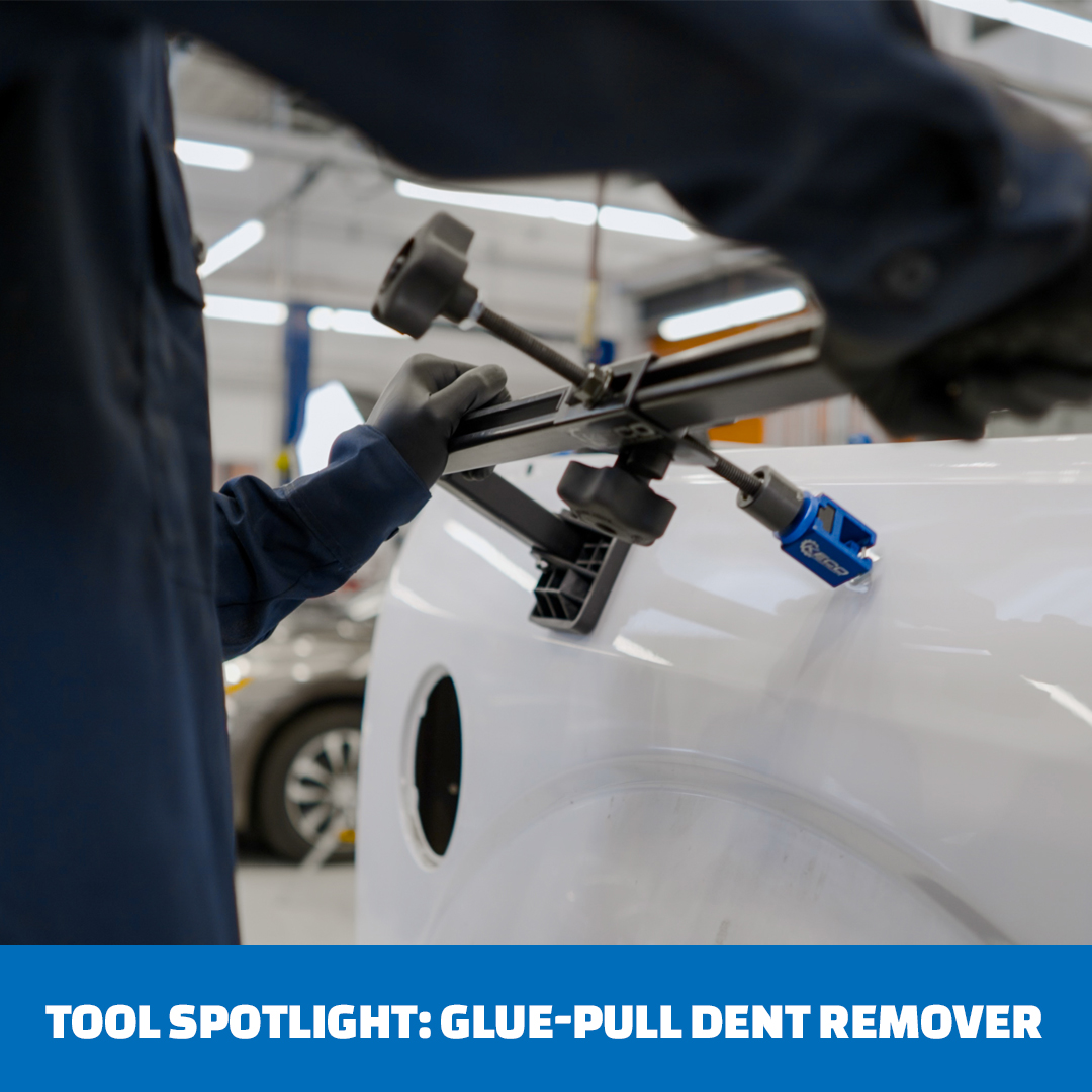 WorkInCollision's tweet image. This #ToolTuesday shows off the glue-pull dent remover; a secret to fixing dents without removing the paint. A special adhesive and pulling tab gently repair dings. No sanding or filling. Just skill and patience. Tell us your tricks and tips with using one below. #WorkInCollision
