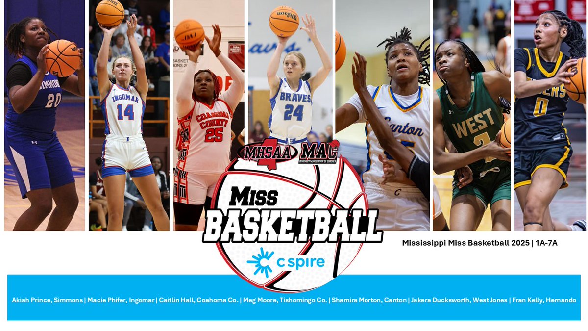 MACoaches's tweet image. 🏀🗑️🏆 
Congratulations to the 2025 Miss Basketball winners! A special thanks to @CSpire  for making this happen. 🥳🥳
@misshsaa 
Press Release 🔗👇
mscoaches.com/awards/miss-ba…