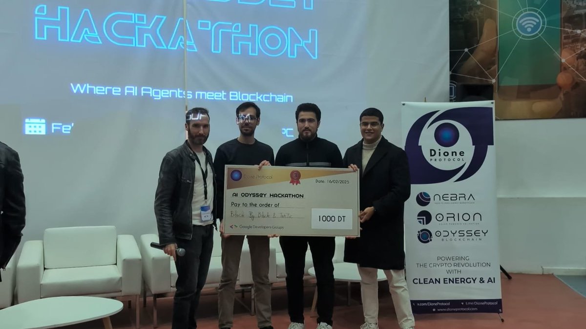 In the AI-Odyssey Hackathon, 150 AI engineers built next generation AI agents for Web3. Today I talked to the 5 besst teams and all of them will continue building  and deploying on Odyssey Mainnnet! This will enable our community to get access to use newest web3 AI tech. $DIONE