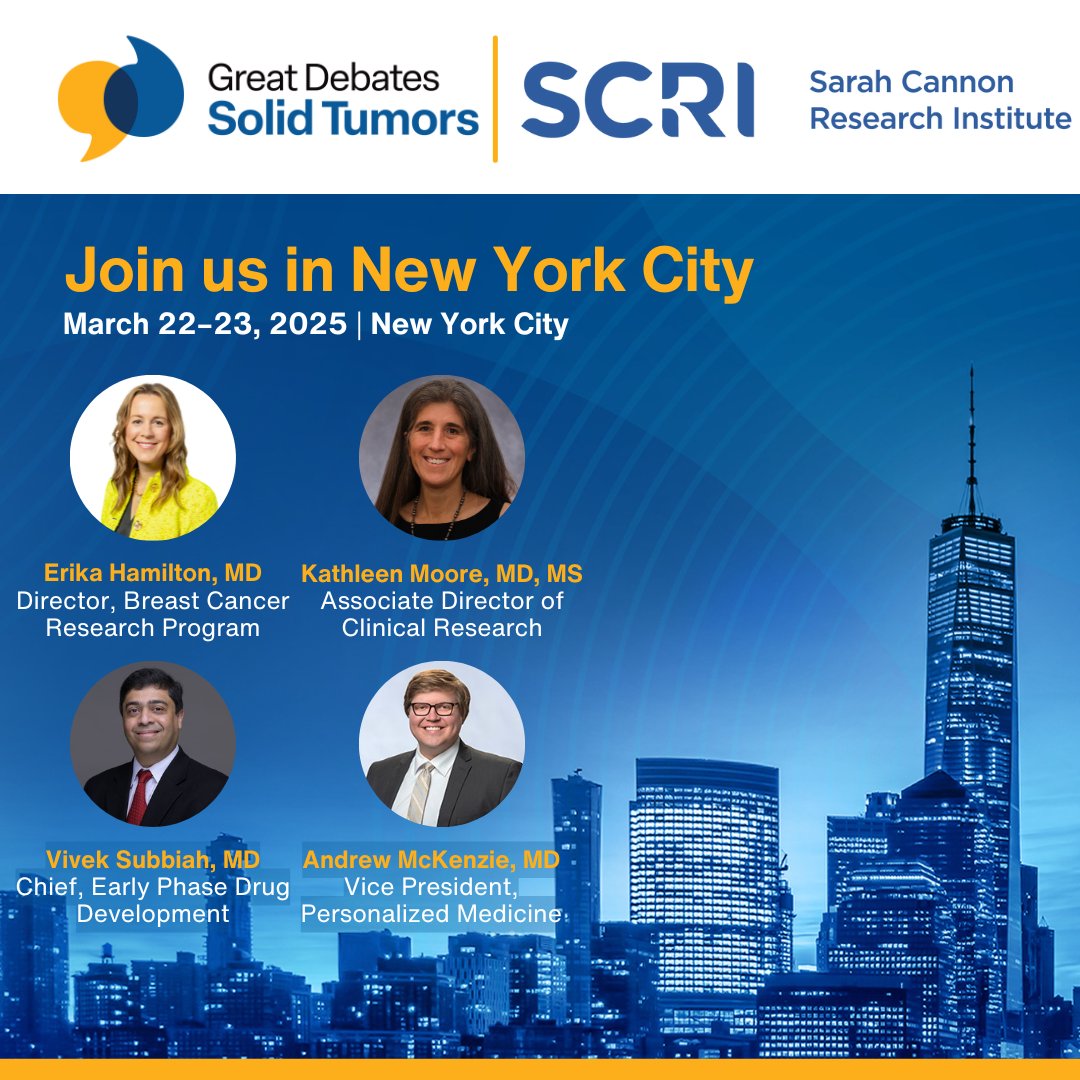 Great Debates (@greatdebatescme) on Twitter photo We’re proud to work with these outstanding faculty from <a href="/SarahCannonDocs/">Sarah Cannon Docs</a> at Great Debates in Solid Tumors!
Join Co-Chairs <a href="/ErikaHamilton9/">Erika Hamilton, MD</a>, MD and <a href="/DrKatyMoore/">DrKatyMoore</a>, MD, MS, and experts Andrew McKenzie, PhD, and <a href="/VivekSubbiah/">Vivek Subbiah, MD</a>, MD, as they lead essential discussions on the latest We’re proud to work with these outstanding faculty from <a href="/SarahCannonDocs/">Sarah Cannon Docs</a> at Great Debates in Solid Tumors!
Join Co-Chairs <a href="/ErikaHamilton9/">Erika Hamilton, MD</a>, MD and <a href="/DrKatyMoore/">DrKatyMoore</a>, MD, MS, and experts Andrew McKenzie, PhD, and <a href="/VivekSubbiah/">Vivek Subbiah, MD</a>, MD, as they lead essential discussions on the latest
